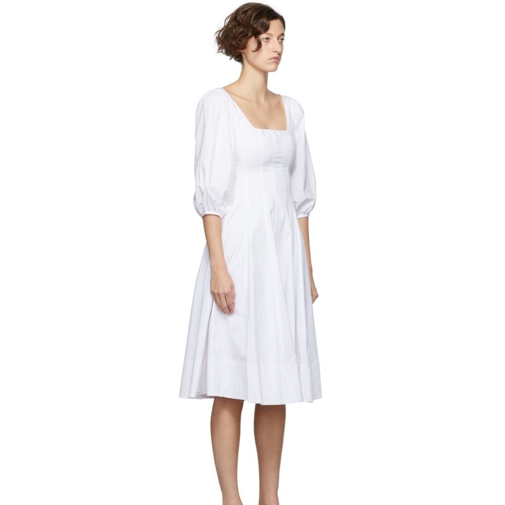 STAUD Swell White Midi Dress